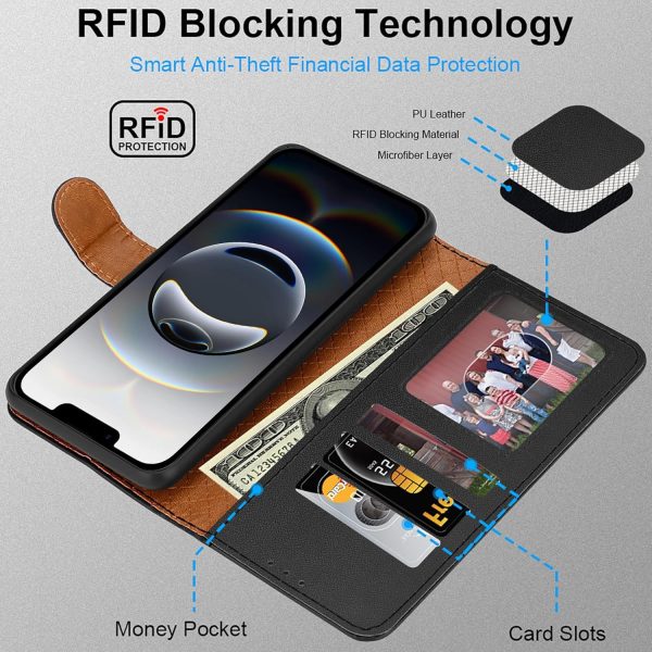iCatchy for iPhone 16E Case Leather Magnetic wallet Flip Cov... - Image 5