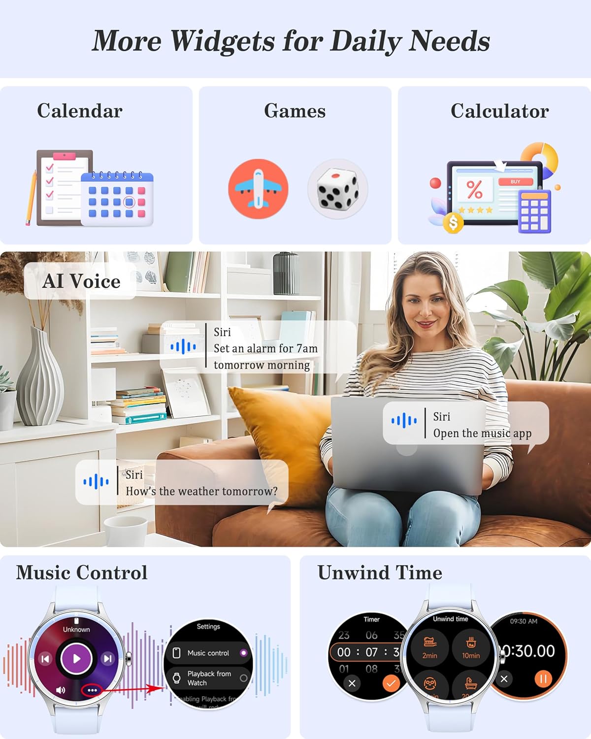 ZOSKVEE Smart Watch, 41mm Fitness Tracker, Answer/Make Calls... - Image 9