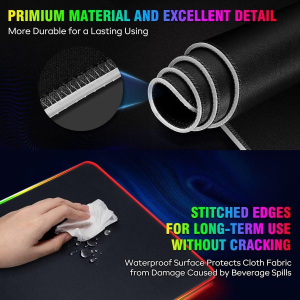 Gimars RGB Gaming Mouse Pad, XL Mouse Mat 800x300x5mm, 12 LE... - Image 8