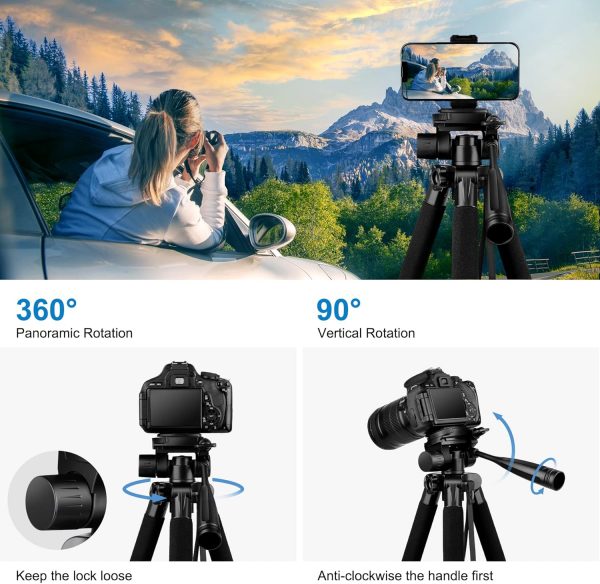 JOILCAN Camera Tripod for Canon Nikon Sony, 65" Aluminum All... - Image 5