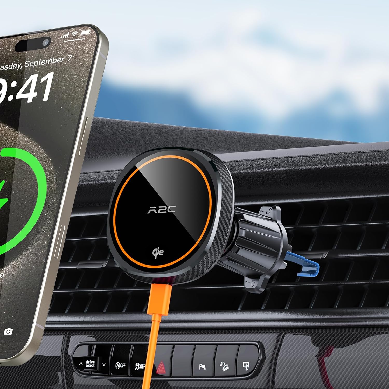 APPS2Car Qi2 Magsafe Car Mount Charger,15W Fast Charging Mag... - Image 2