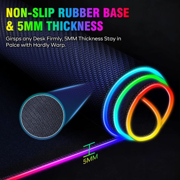Gimars RGB Gaming Mouse Pad, XL Mouse Mat 800x300x5mm, 12 LE... - Image 7