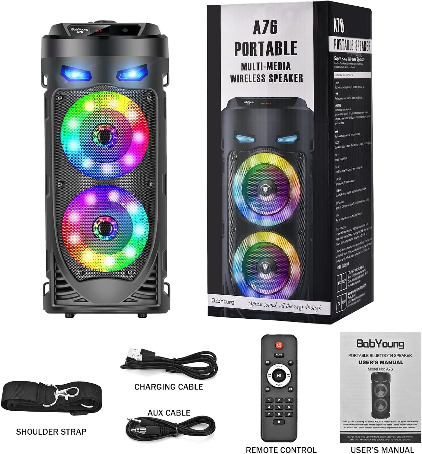 Portable Bluetooth Speaker, 30W Wireless Speaker with Double... - Image 8