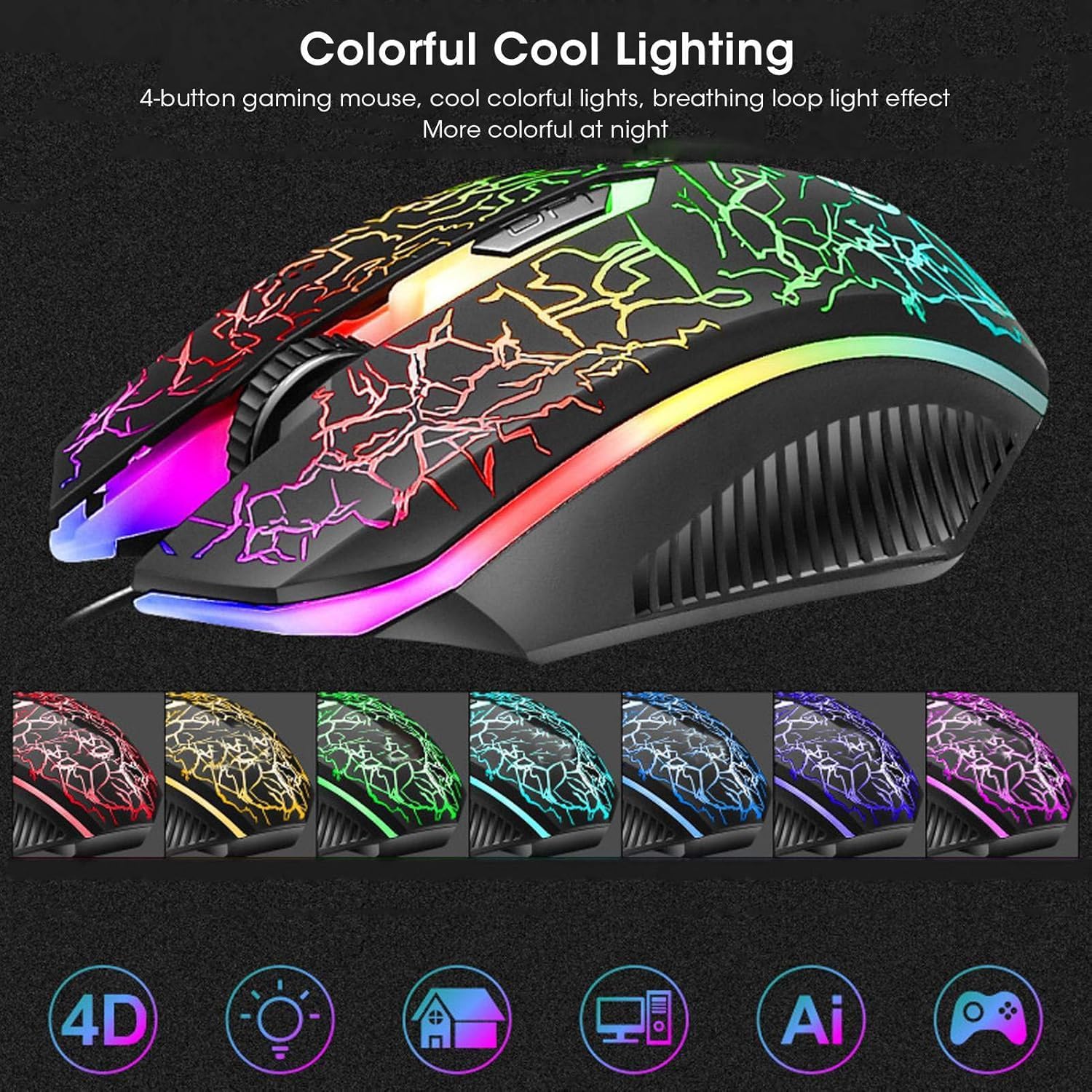 JUSTOP USB Wired Keyboard and Mouse Set, Luminous LED Lights... - Image 7