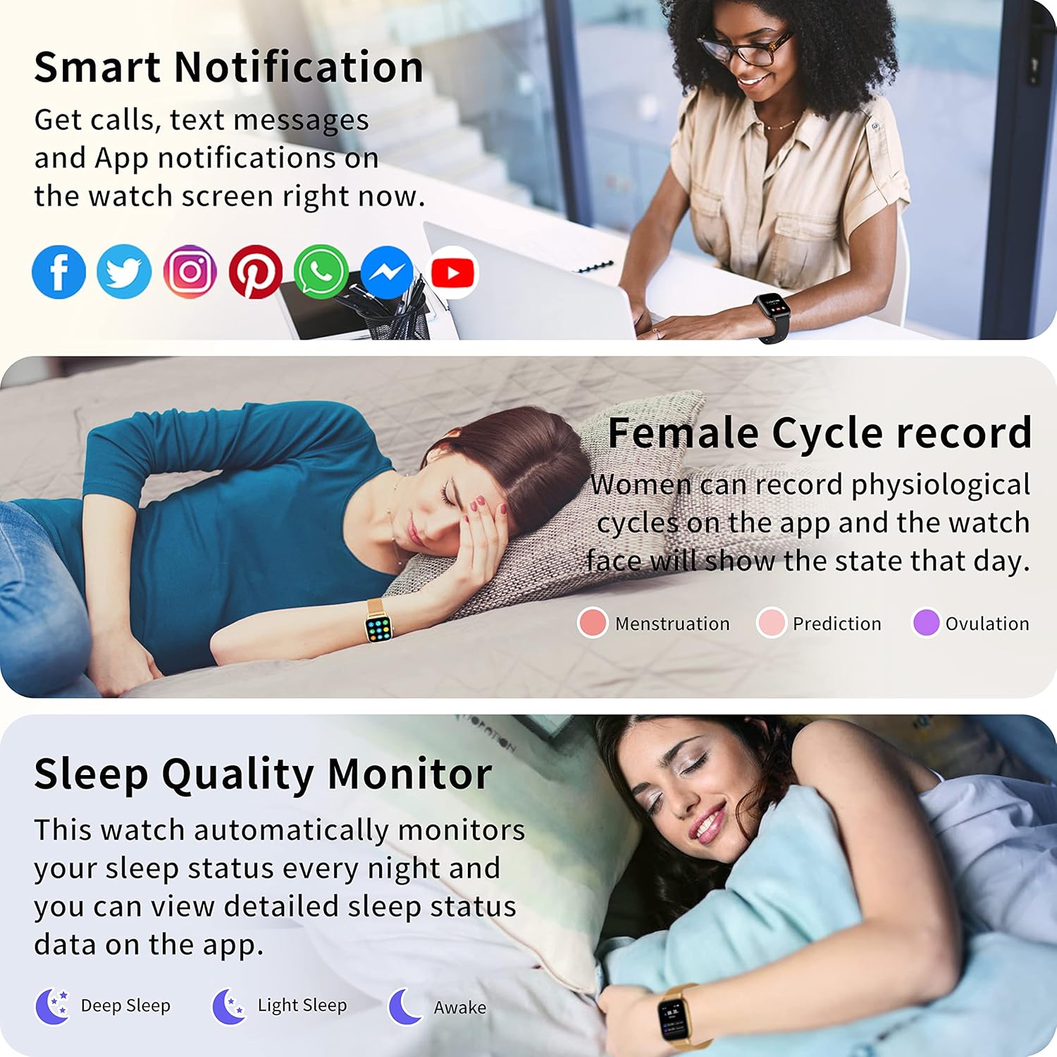 Popglory Smart Watch for Women Men Answer/Make Calls, 1.85" ... - Image 6