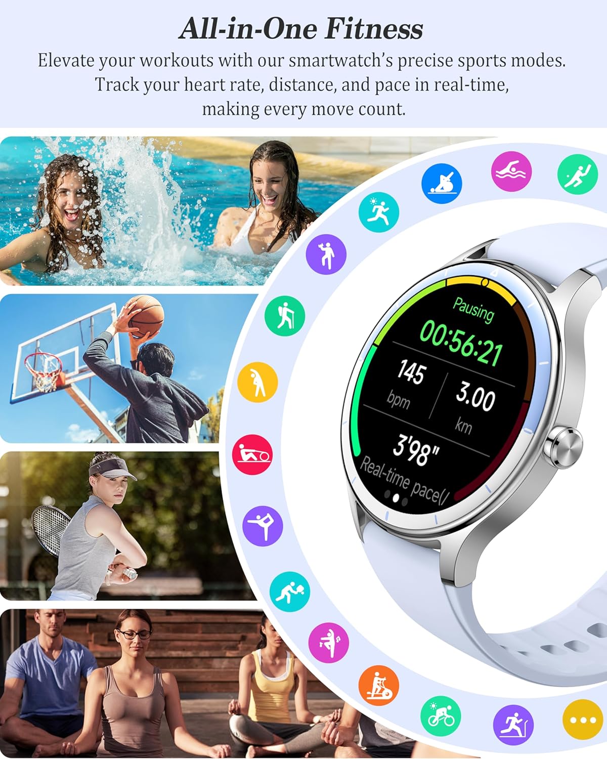 ZOSKVEE Smart Watch, 41mm Fitness Tracker, Answer/Make Calls... - Image 7