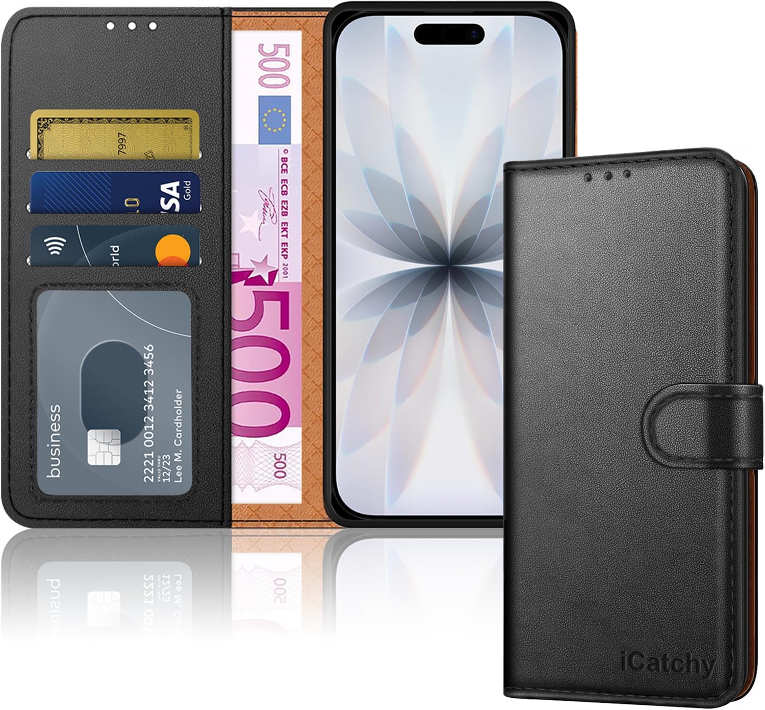 iCatchy for iPhone 17 Case with 3 Card Slots Leather Wallet ... - Image 3