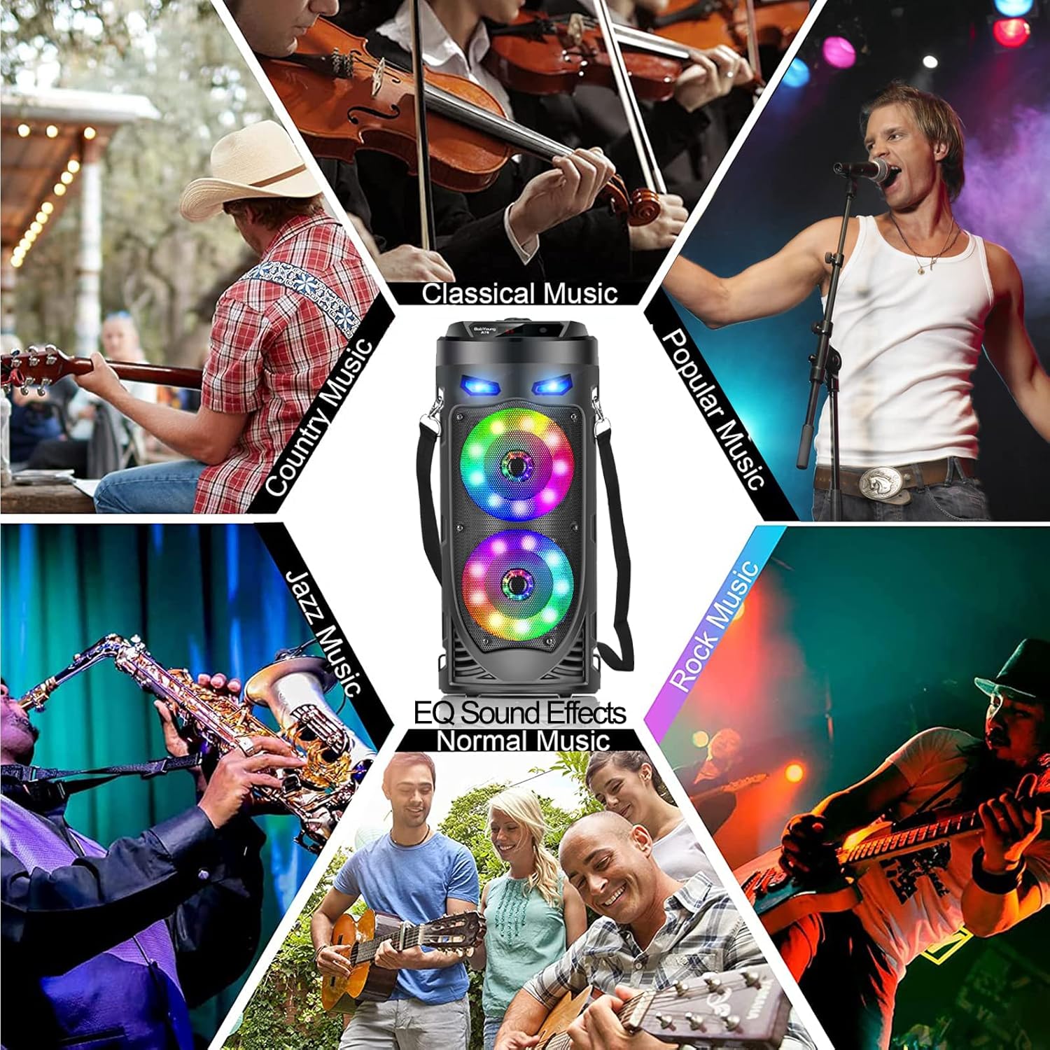 Portable Bluetooth Speaker, 30W Wireless Speaker with Double... - Image 9