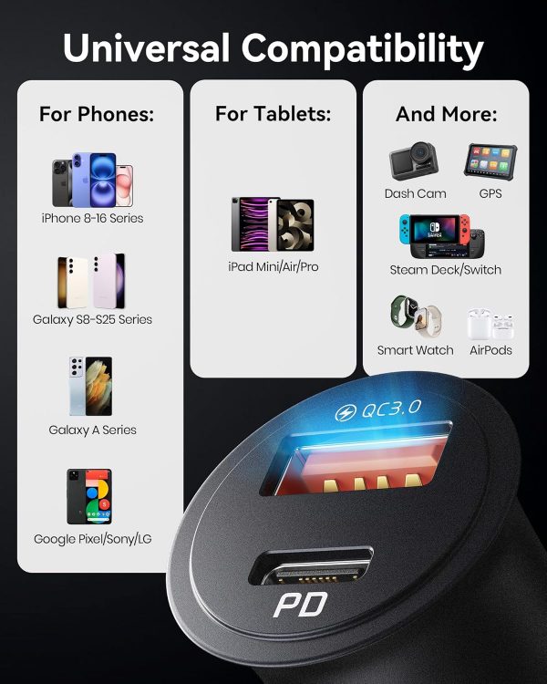 INIU Car Charger, Cigarette Lighter USB Charger Total 60W [U... - Image 7