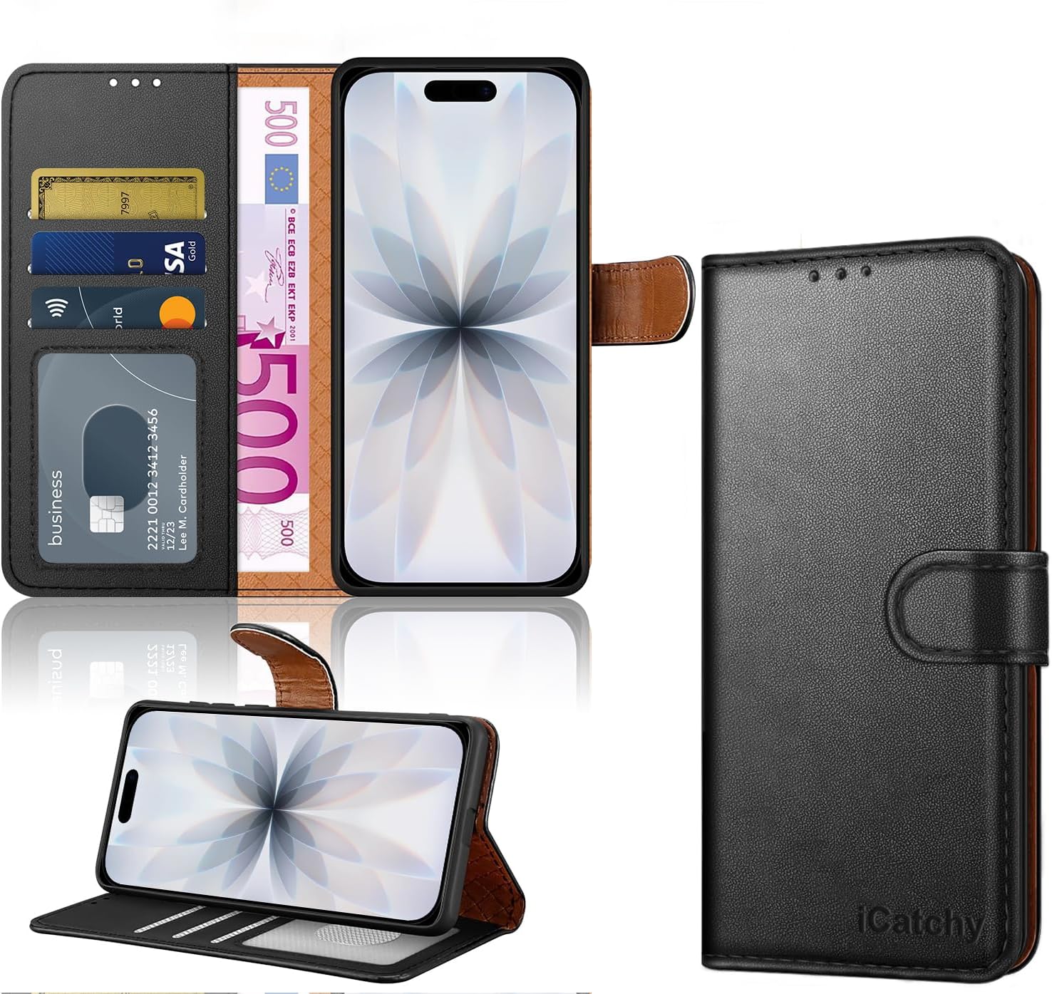 iCatchy for iPhone 17 Case with 3 Card Slots Leather Wallet ... - Image 2