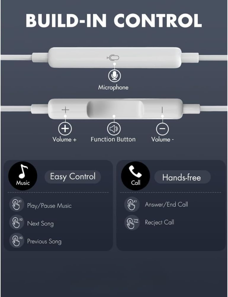 USB C Headphones,In Ear Type C Wired Earphones for i-Phone 1... - Image 6