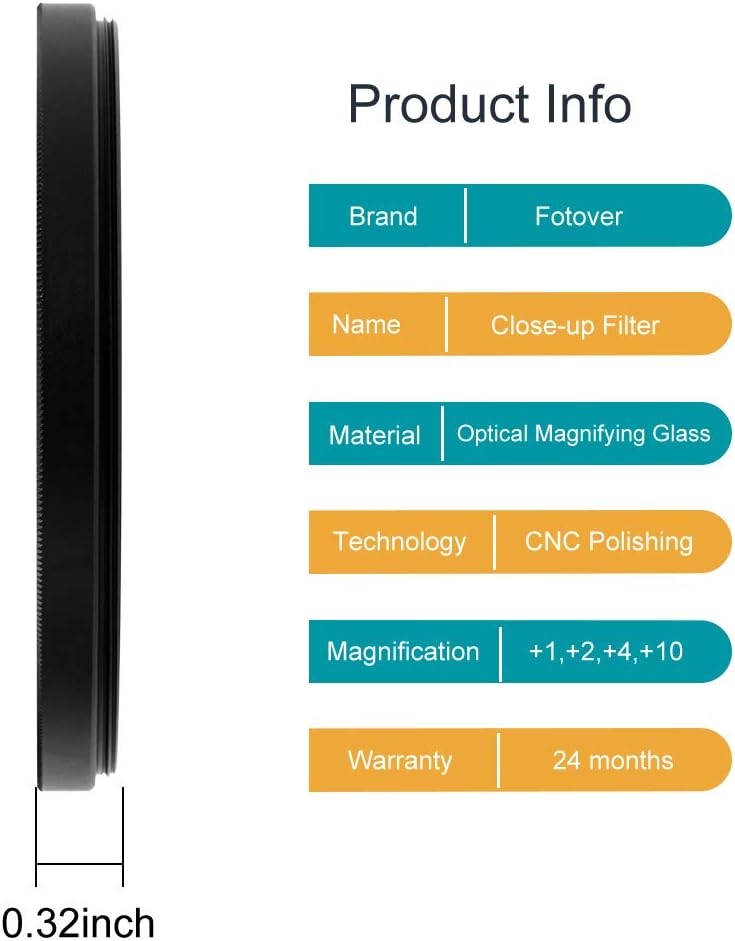 82mm Close-up Filter Kit,Fotover 4 Pieces(+1,+2,+4,+10) Macr... - Image 4