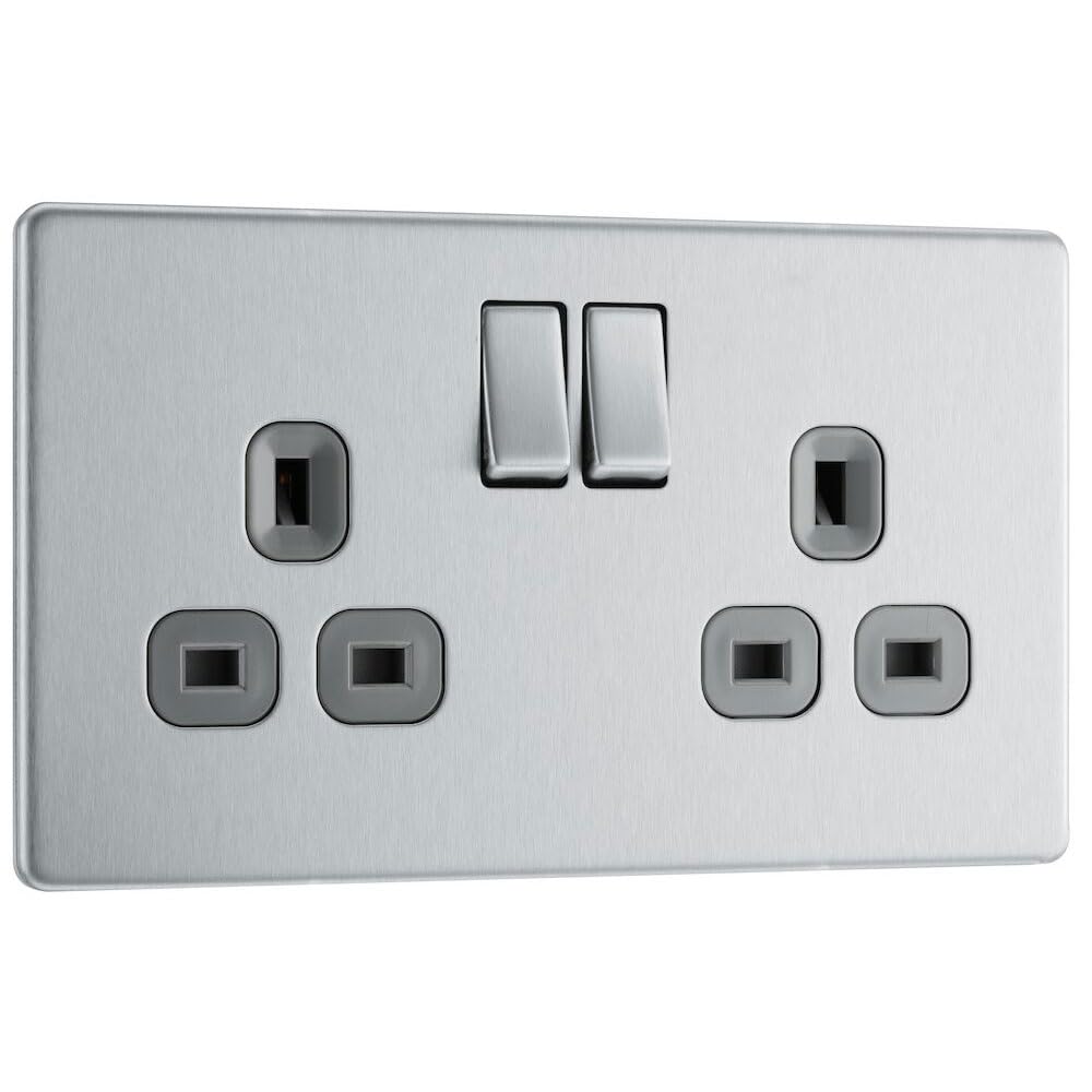 BG Electrical Double Switched Power Plug Wall Socket, Flatpl... - Image 2