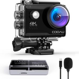 COOAU Action Cam HD 4K 64MP WiFi EIS Stabilization with Exte…