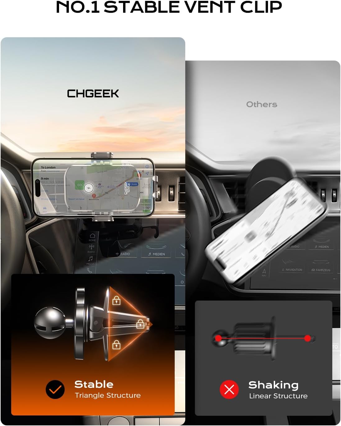 CHGeek Car Phone Holder Wireless Charger, Wireless Car Charg... - Image 7