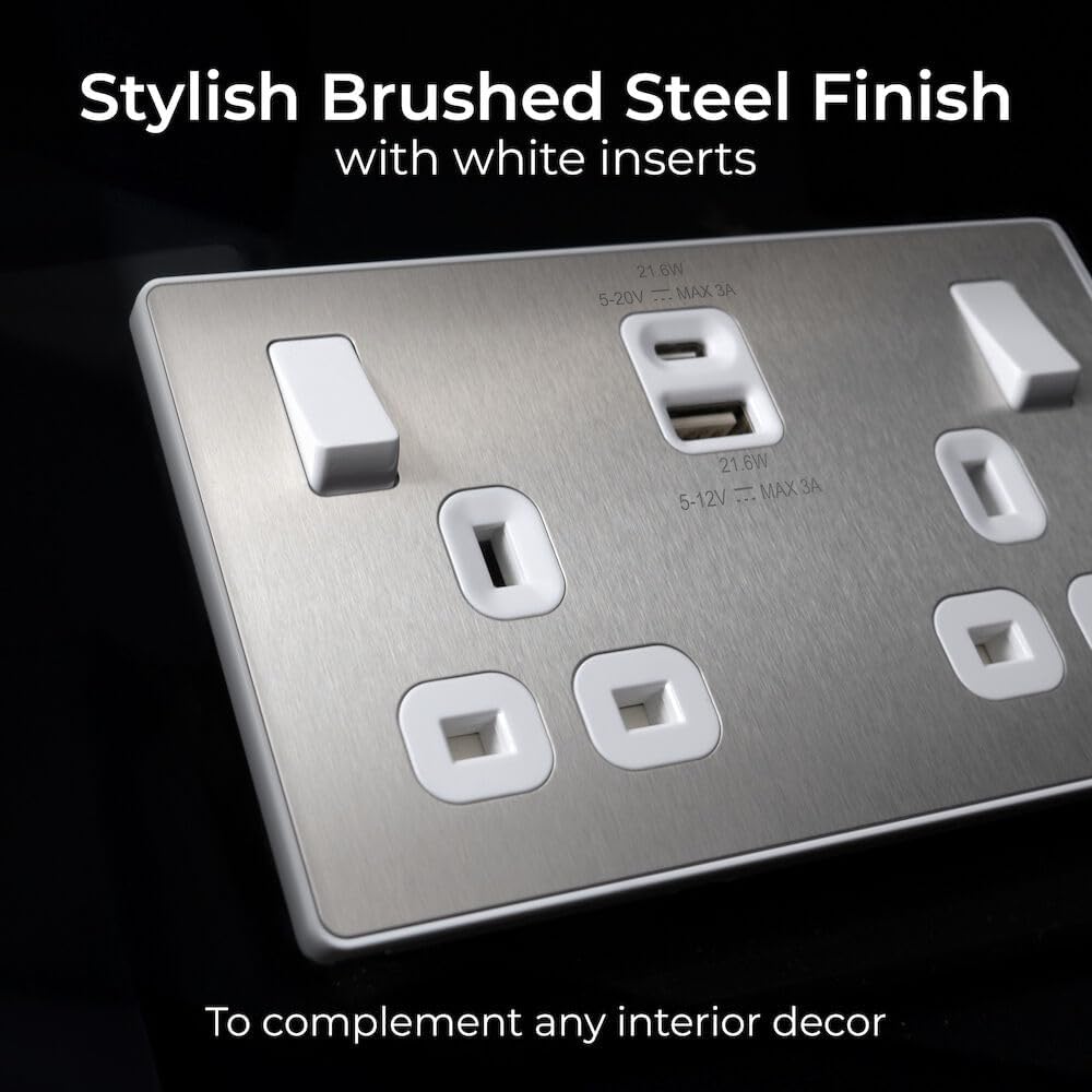 BG Electrical 22W Double Switched Power Wall Plug Socket wit... - Image 8