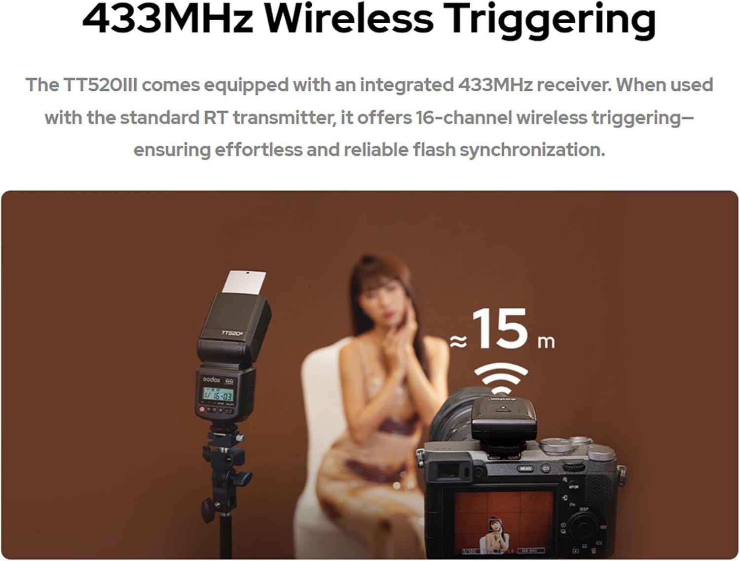 Godox TT520III Camera Flash, 1.8s Recycle Time, 400 Full Pow... - Image 3