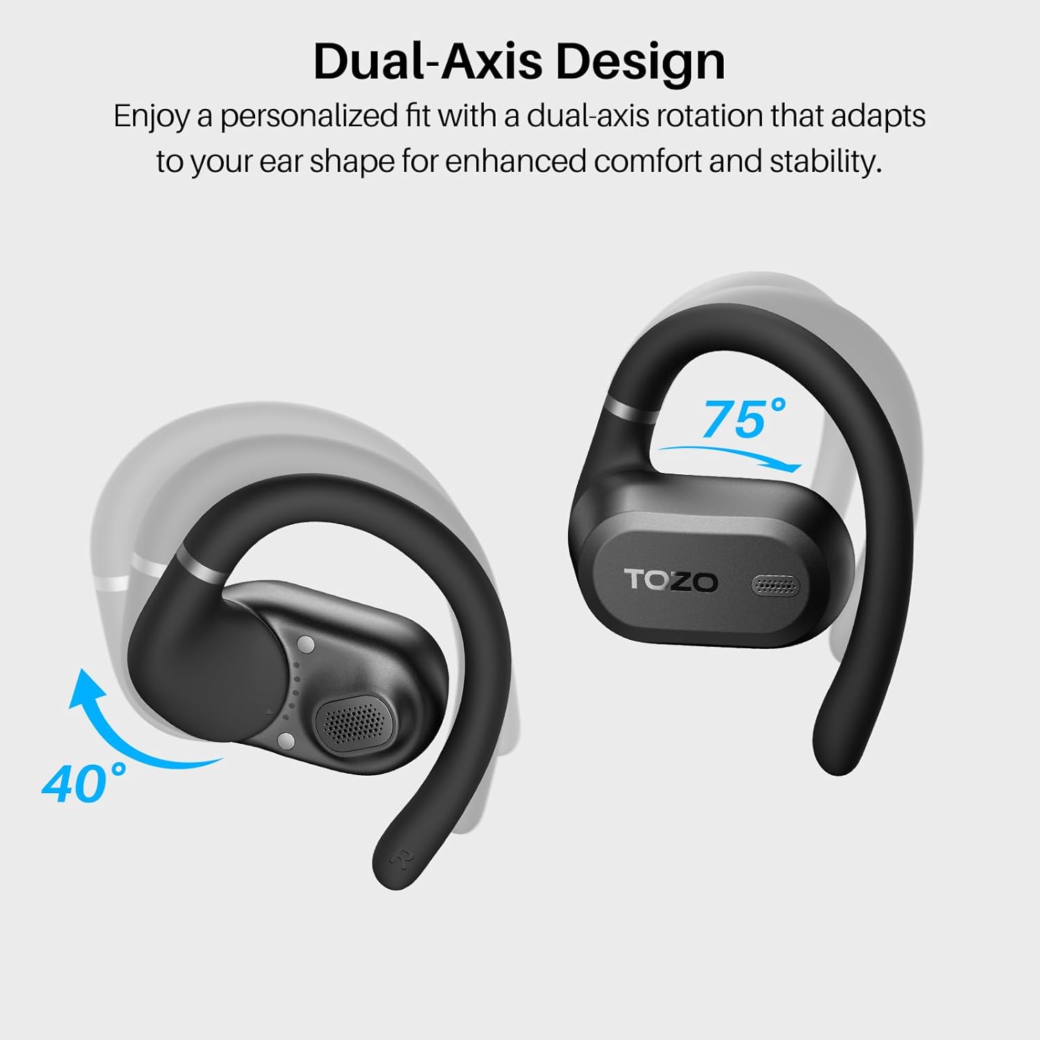 TOZO OpenWear Open-Ear Headphones, Adjustable Ear Hooks, Ult... - Image 3