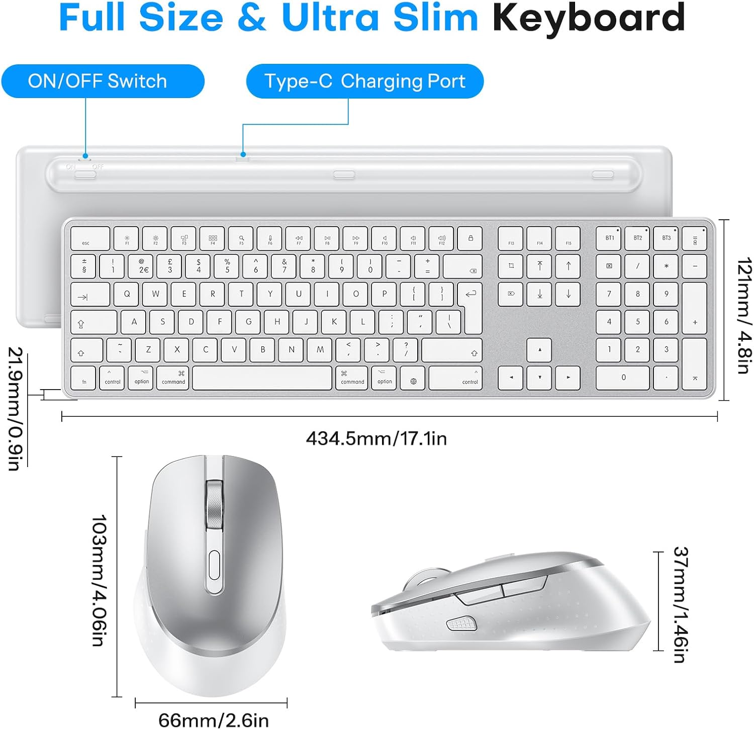 OMOTON Wireless Bluetooth Keyboard Mouse Rechargeable for Ma... - Image 6