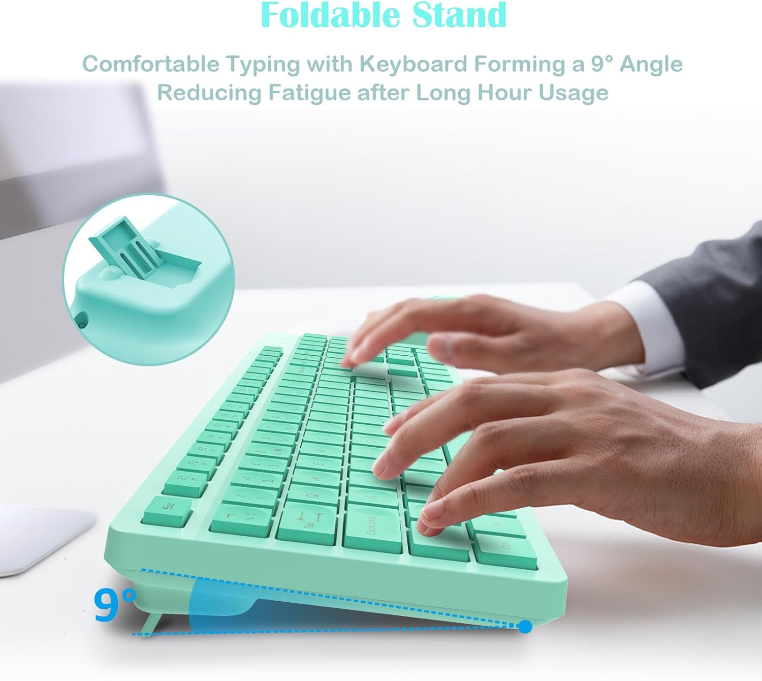 LeadsaiL Wireless Keyboard and Mouse Set, Full Size Ergonomi... - Image 4