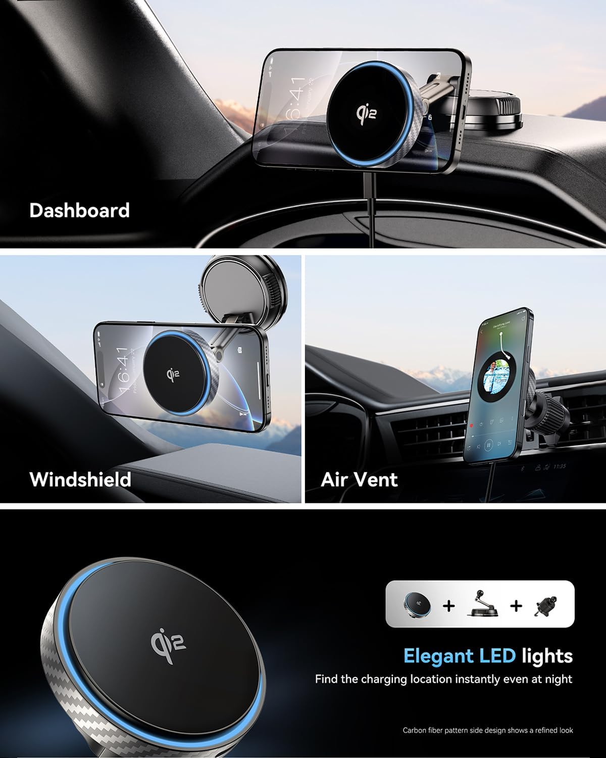 ALAFLY Qi2 Certified 15W for Magsafe Car Mount Charger, [78+... - Image 6