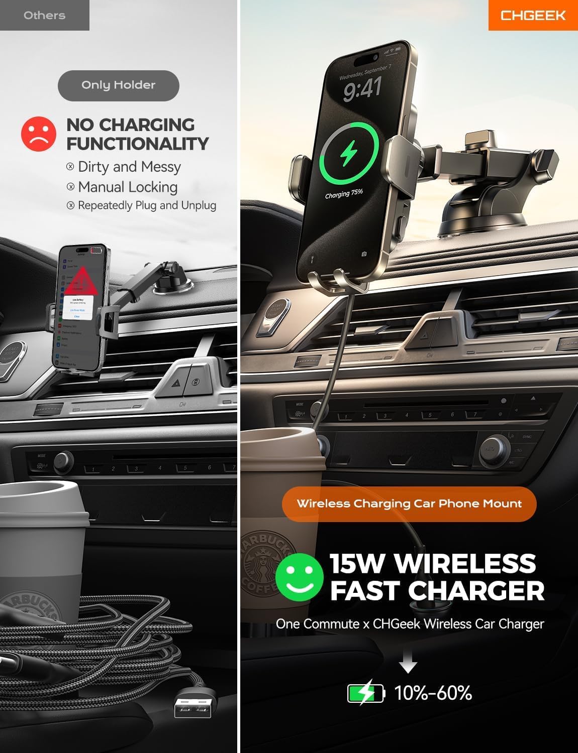CHGeek Car Phone Holder Wireless Charger, Wireless Car Charg... - Image 4