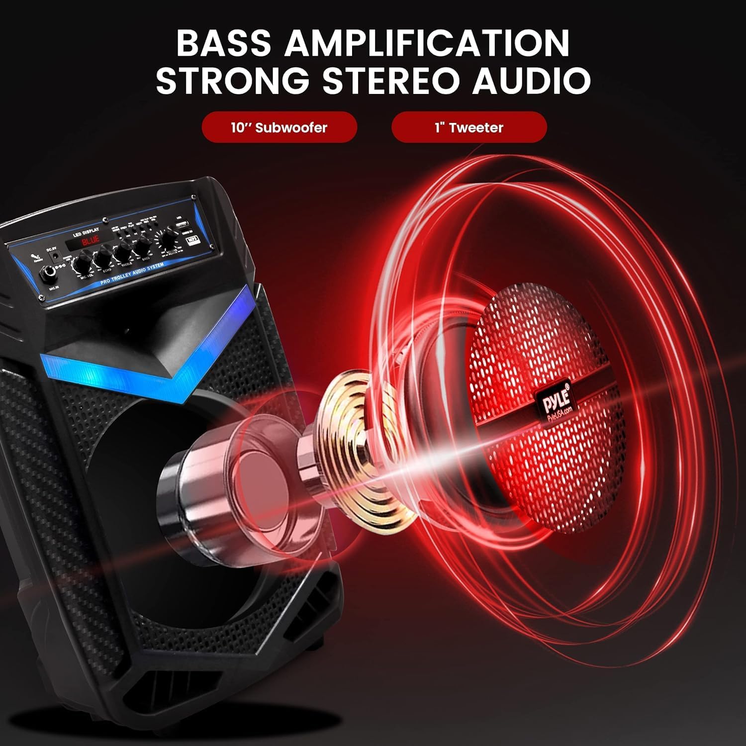 Pyle, Portable PA Speaker, Bluetooth- Loudspeakers, 600W Rec... - Image 3