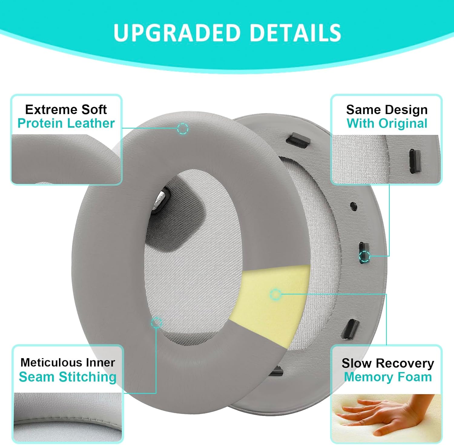 Ear Pads Replacement for Sony WH-1000XM4 - Silver Earpads fo... - Image 5