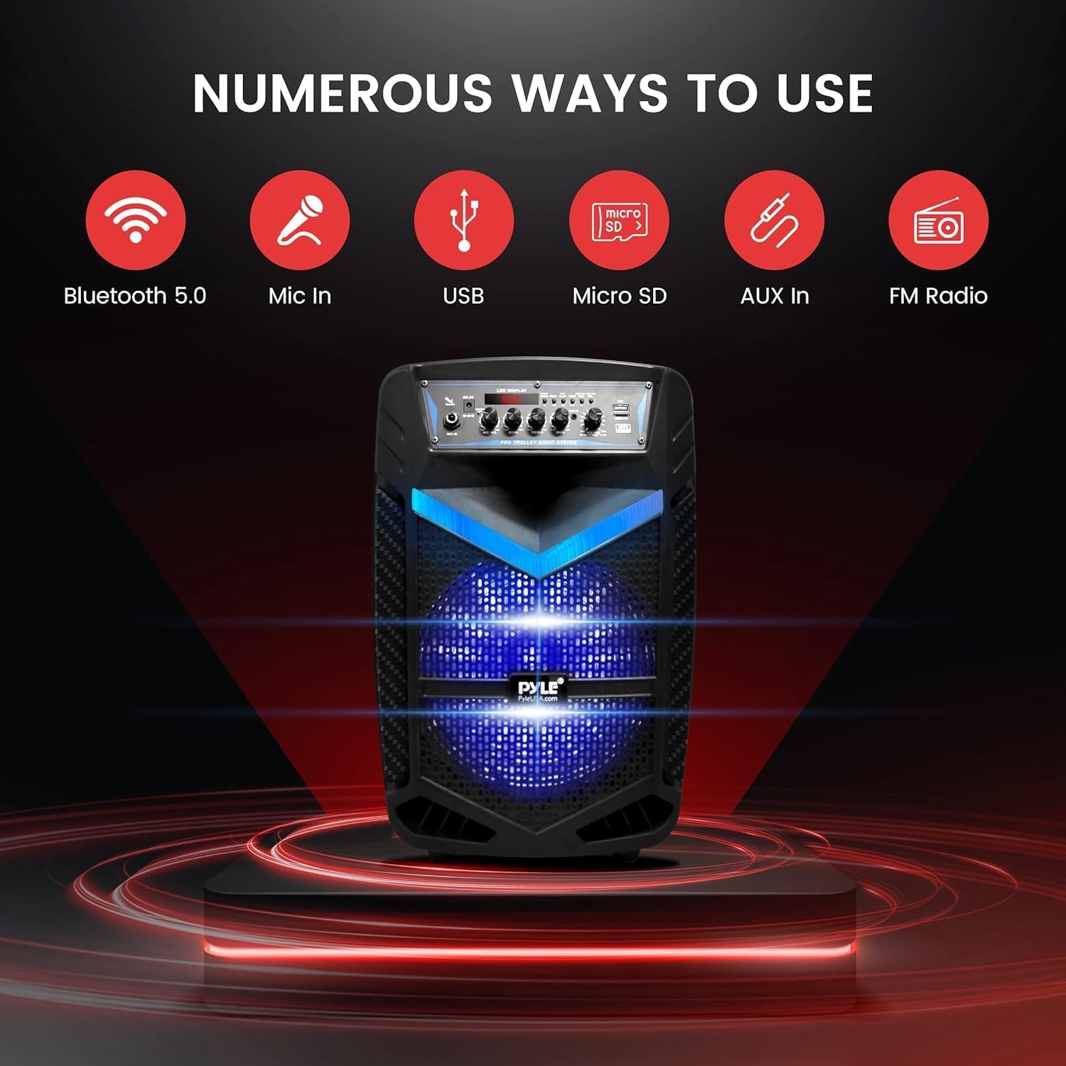 Pyle, Portable PA Speaker, Bluetooth- Loudspeakers, 600W Rec... - Image 4