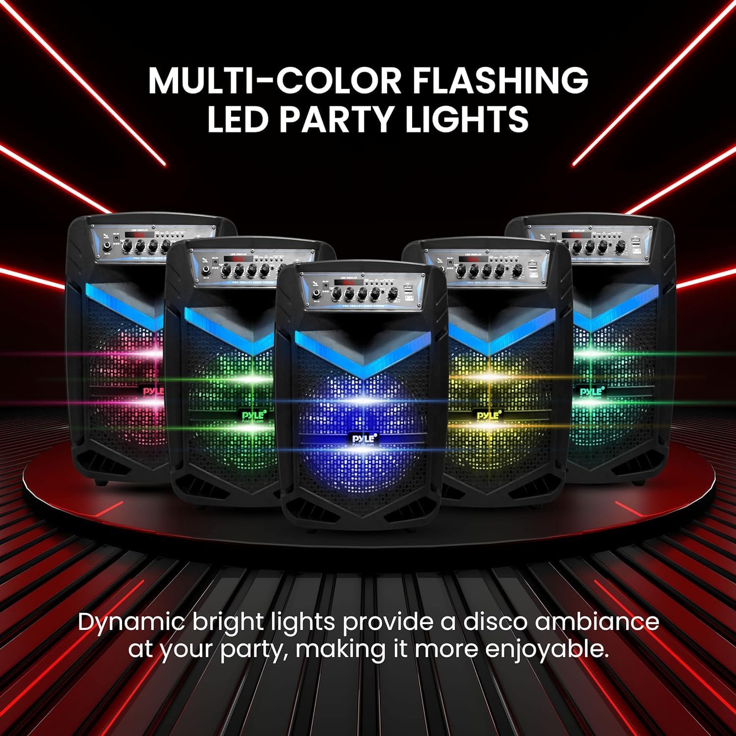 Pyle, Portable PA Speaker, Bluetooth- Loudspeakers, 600W Rec... - Image 5