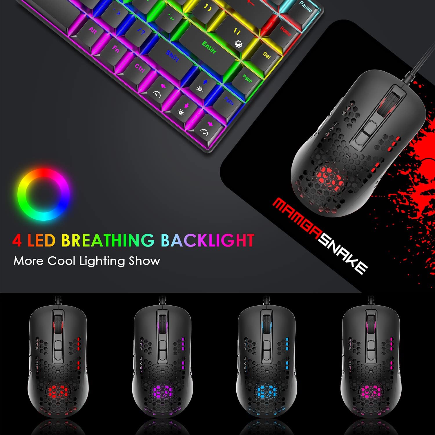 Gaming Keyboard and Mouse Set, 60% Wired Compact Gaming Keyb... - Image 6