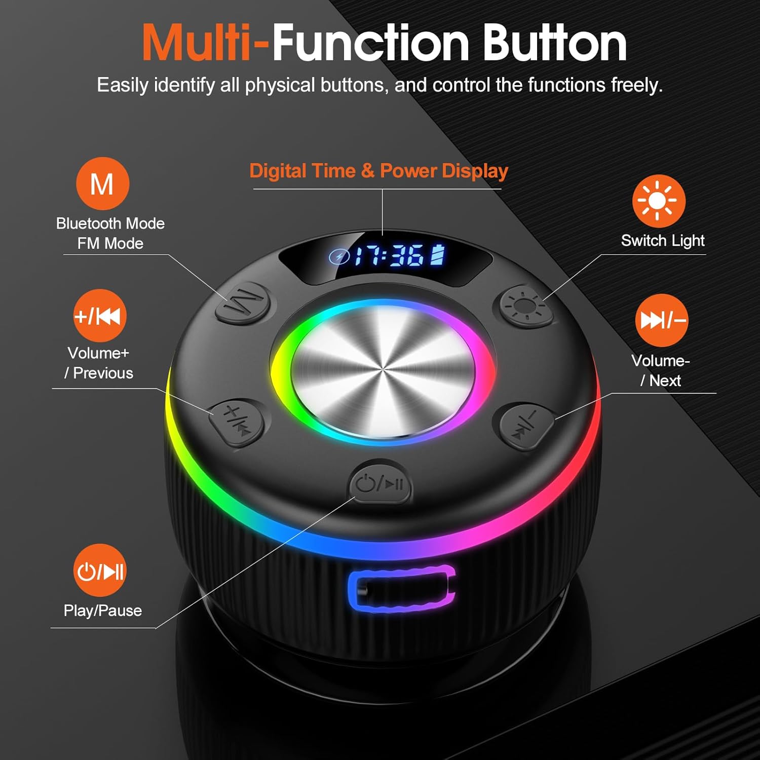 Bluetooth Shower Speaker, Portable Bluetooth Wireless with T... - Image 4