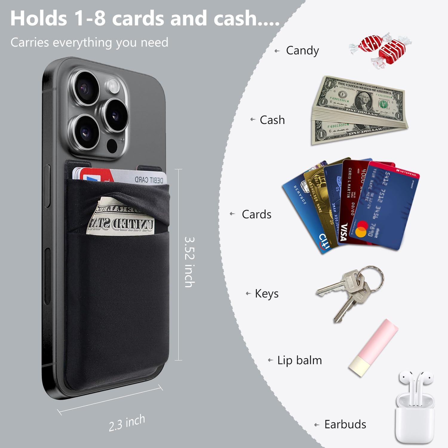 Phone Card Holder Stretchy Wallet Pocket Credit Card ID Case... - Image 9