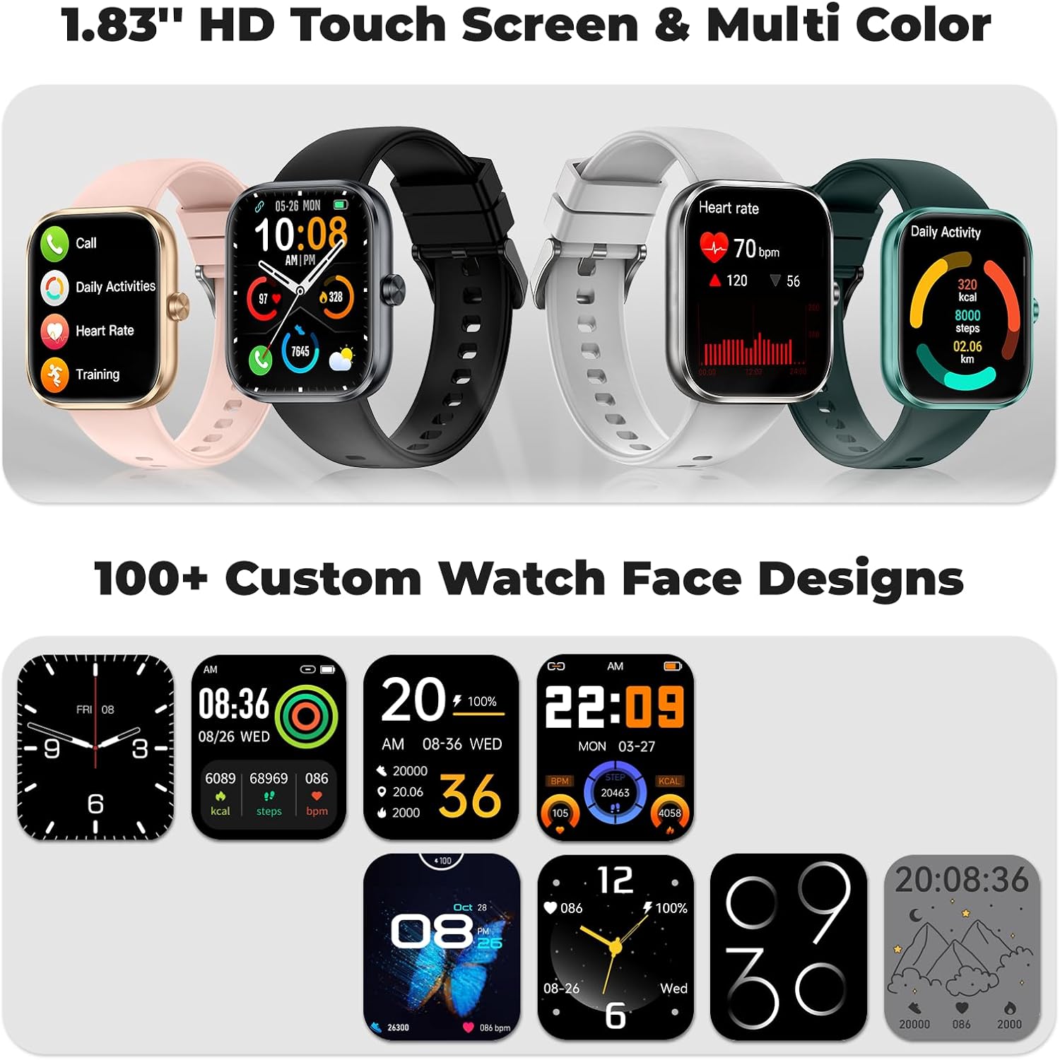 Smart Watch for Men Women(Answer/Make Calls), 1.83"HD Fitnes... - Image 9