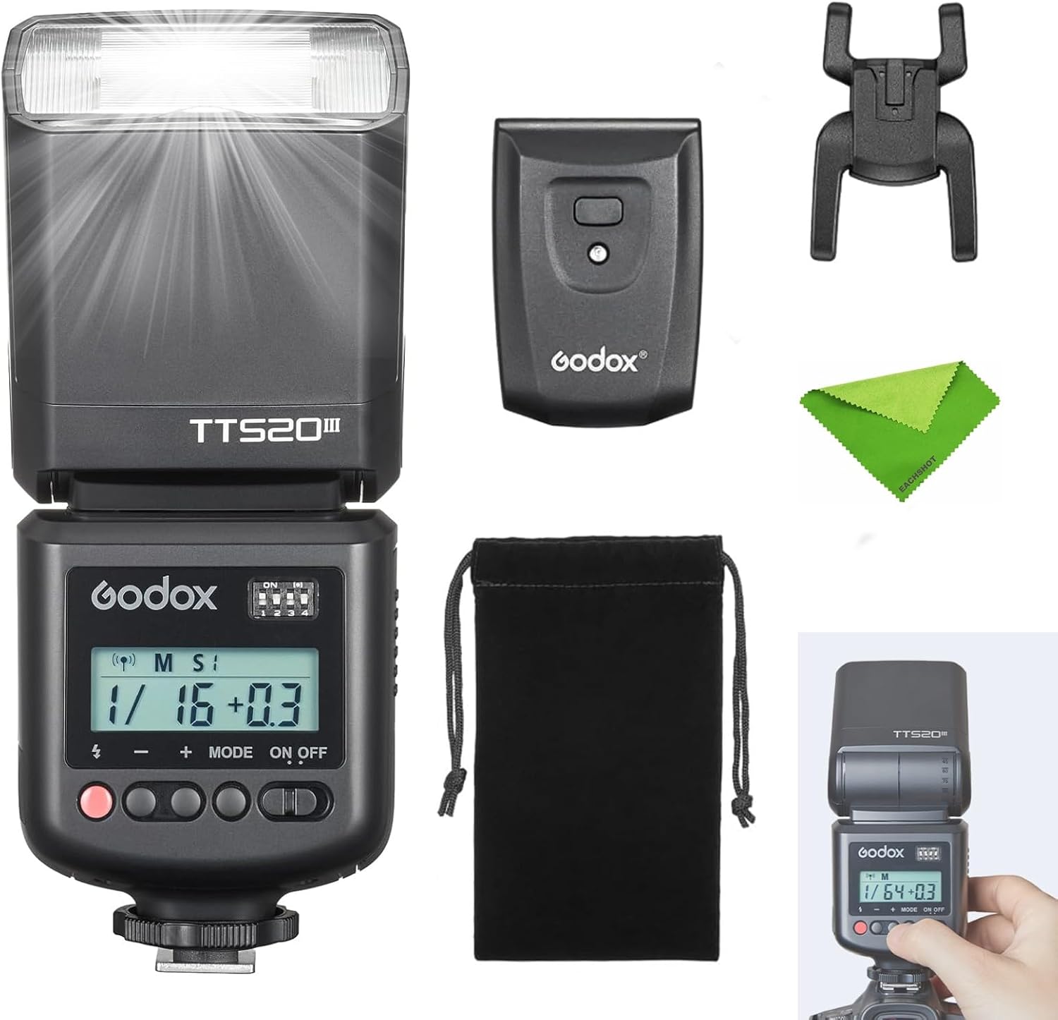Godox TT520III Camera Flash, 1.8s Recycle Time, 400 Full Pow... - Image 2