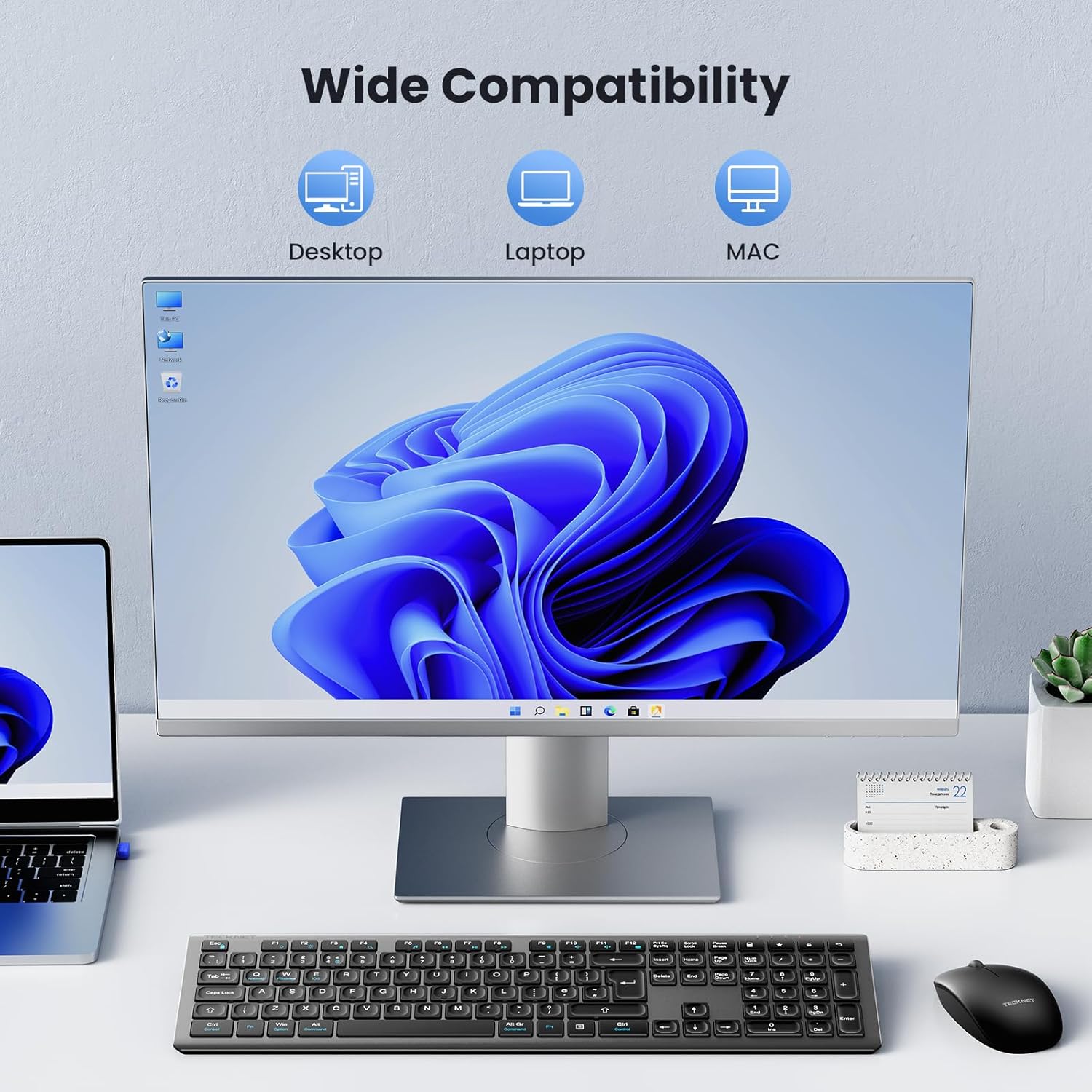 TECKNET Wireless Keyboard and Mouse Combo, Rechargeable Ultr... - Image 8