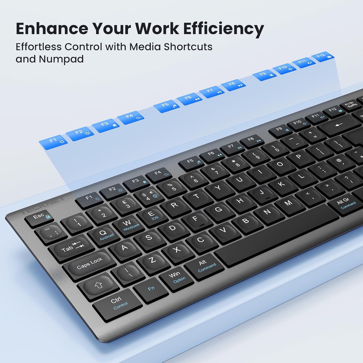 TECKNET Wireless Keyboard and Mouse Combo, Rechargeable Ultr... - Image 7