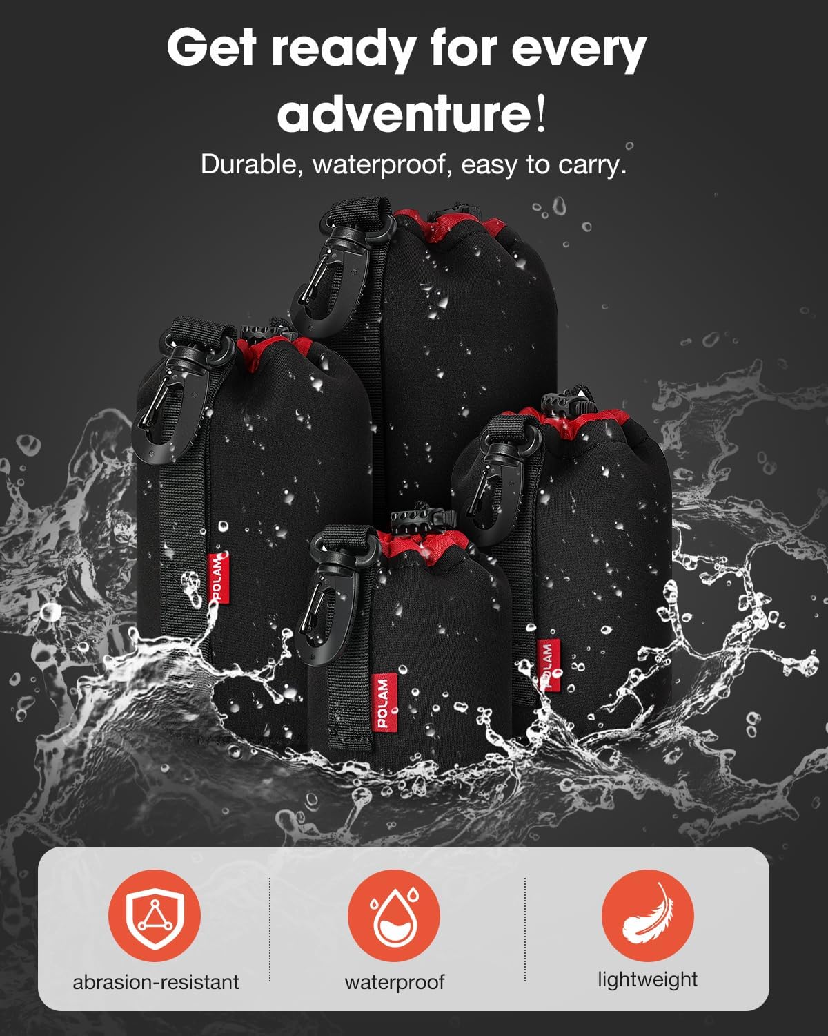 4 Pack Thick Lens Pouch Set for Protect DSLR Camera Len, Len... - Image 5