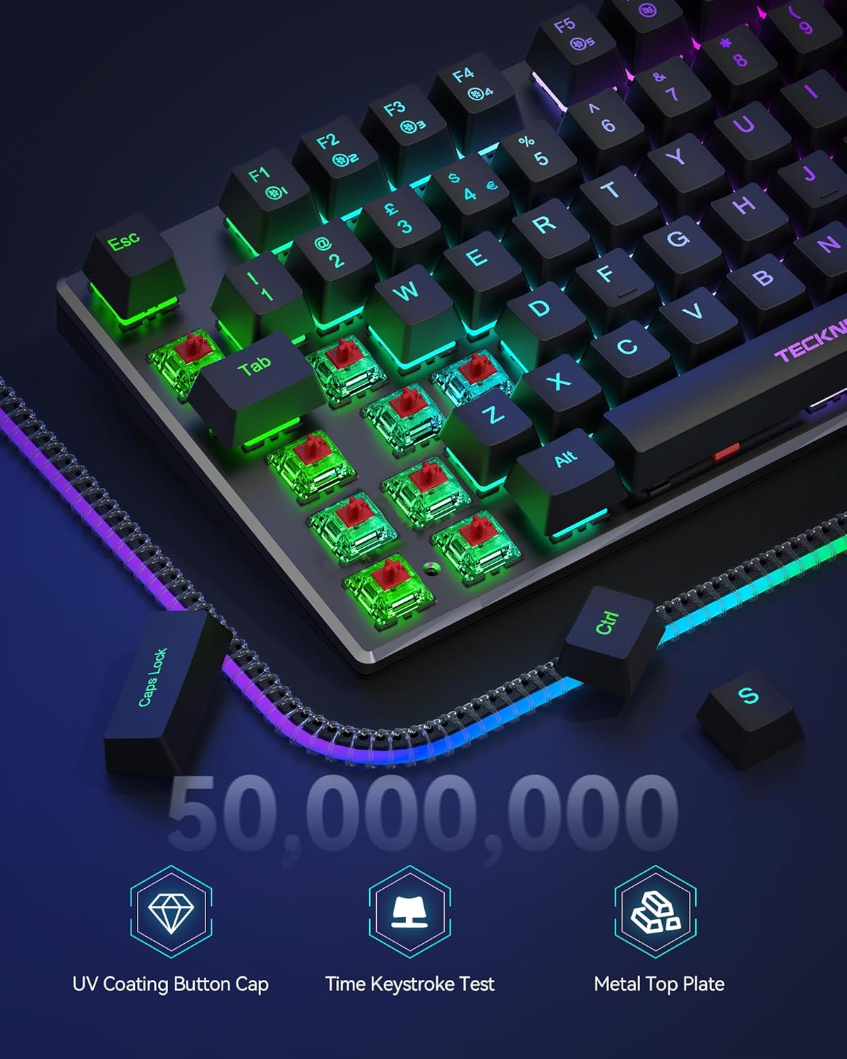 TECKNET Mechanical Gaming Keyboard - Red Switches Mechanical... - Image 5