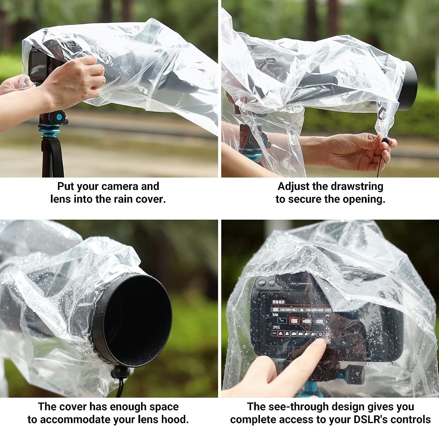 2 Pack JJC Camera Rain Cover Rain Coat Sleeve Protector for ... - Image 4