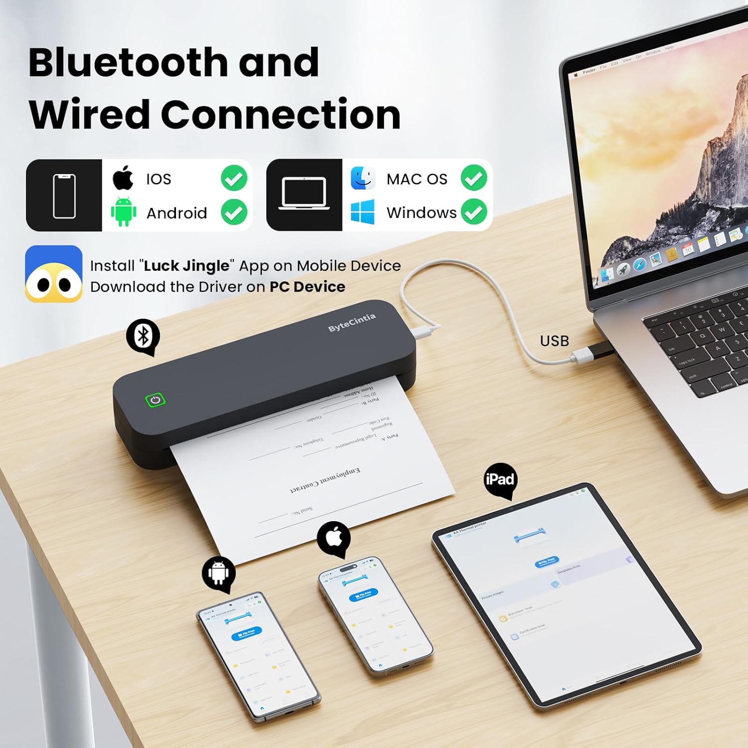 Portable Printer for Travel, Bluetooth Thermal Printer Suppo... - Image 4