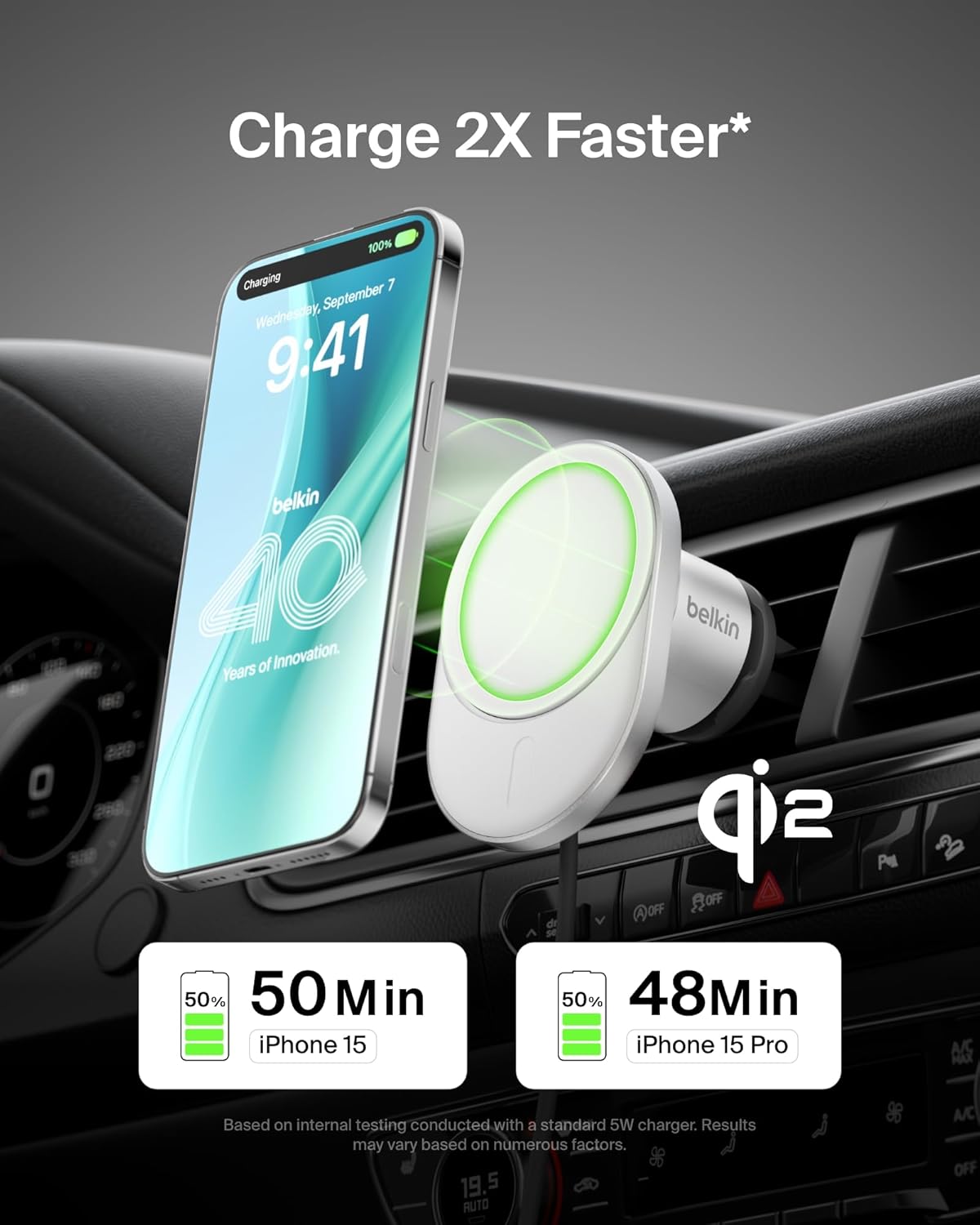 Belkin BoostCharge Pro Magnetic Wireless Car Charger with Qi... - Image 3