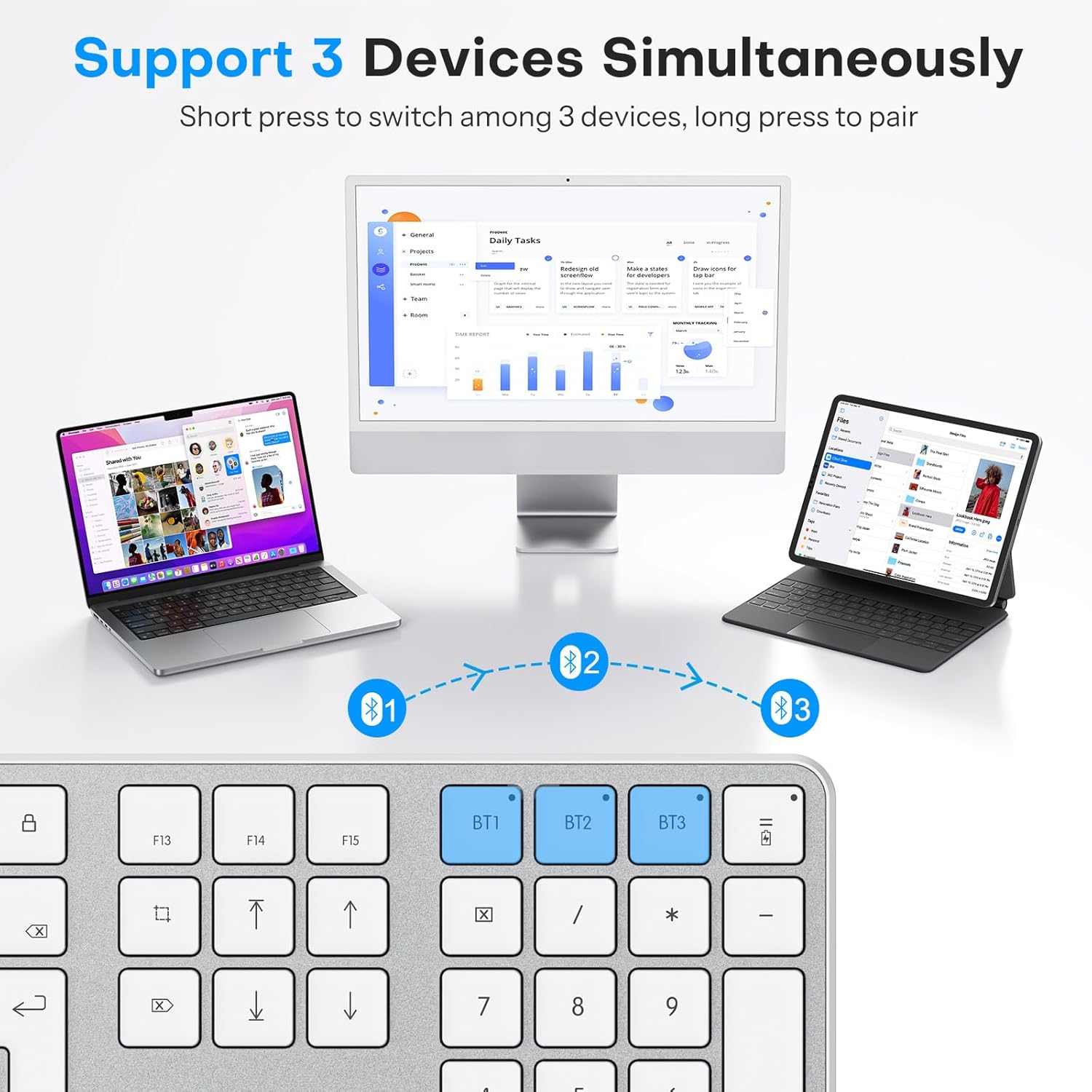 OMOTON Wireless Bluetooth Keyboard Mouse Rechargeable for Ma... - Image 3