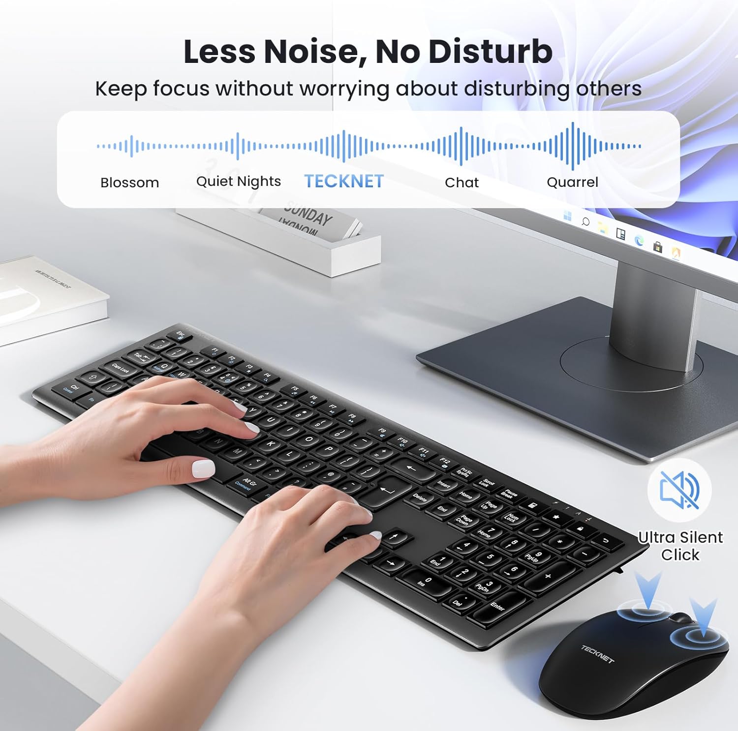 TECKNET Wireless Keyboard and Mouse Combo, Rechargeable Ultr... - Image 6
