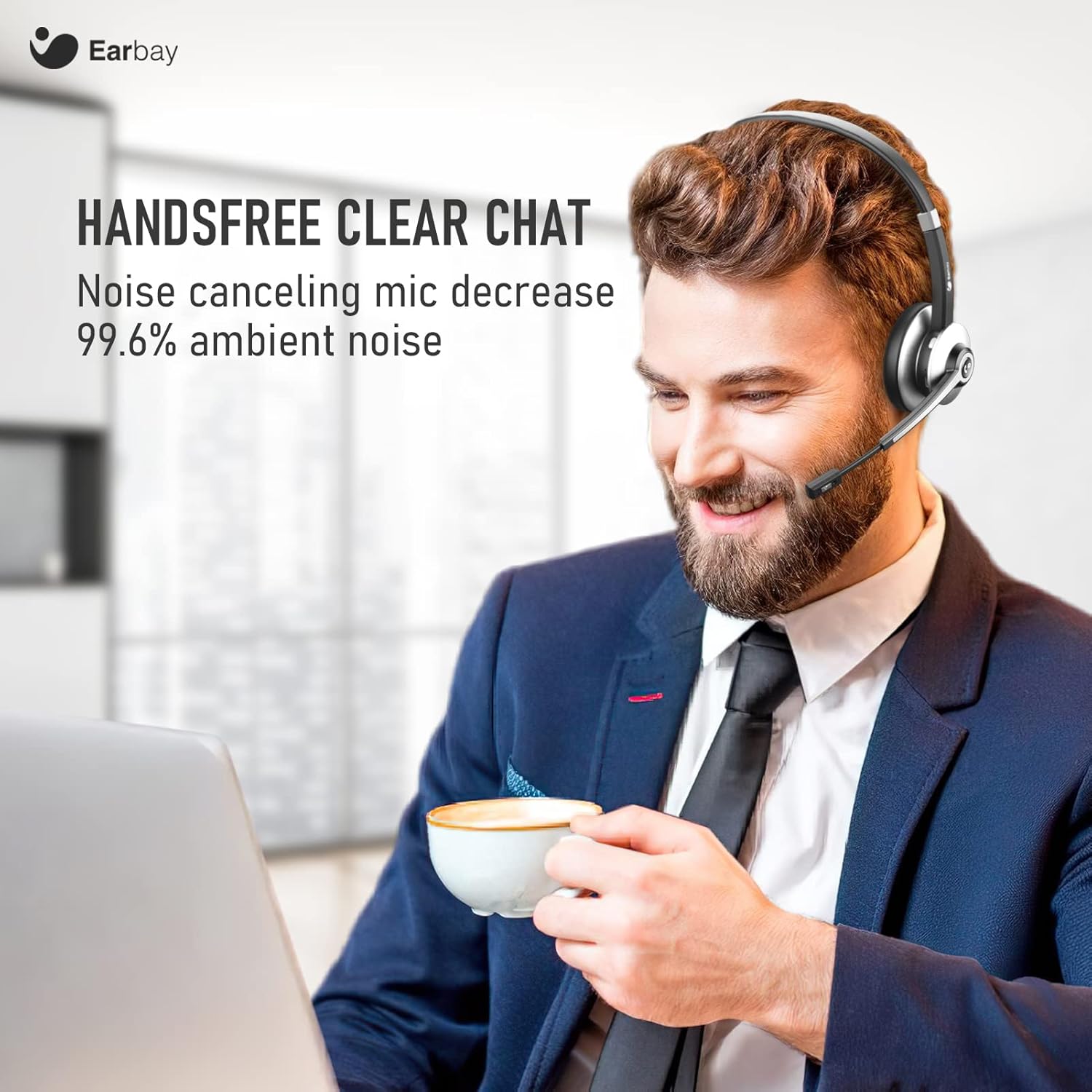 Earbay Bluetooth Headset, Wireless Headset with Mic Noise Ca... - Image 3