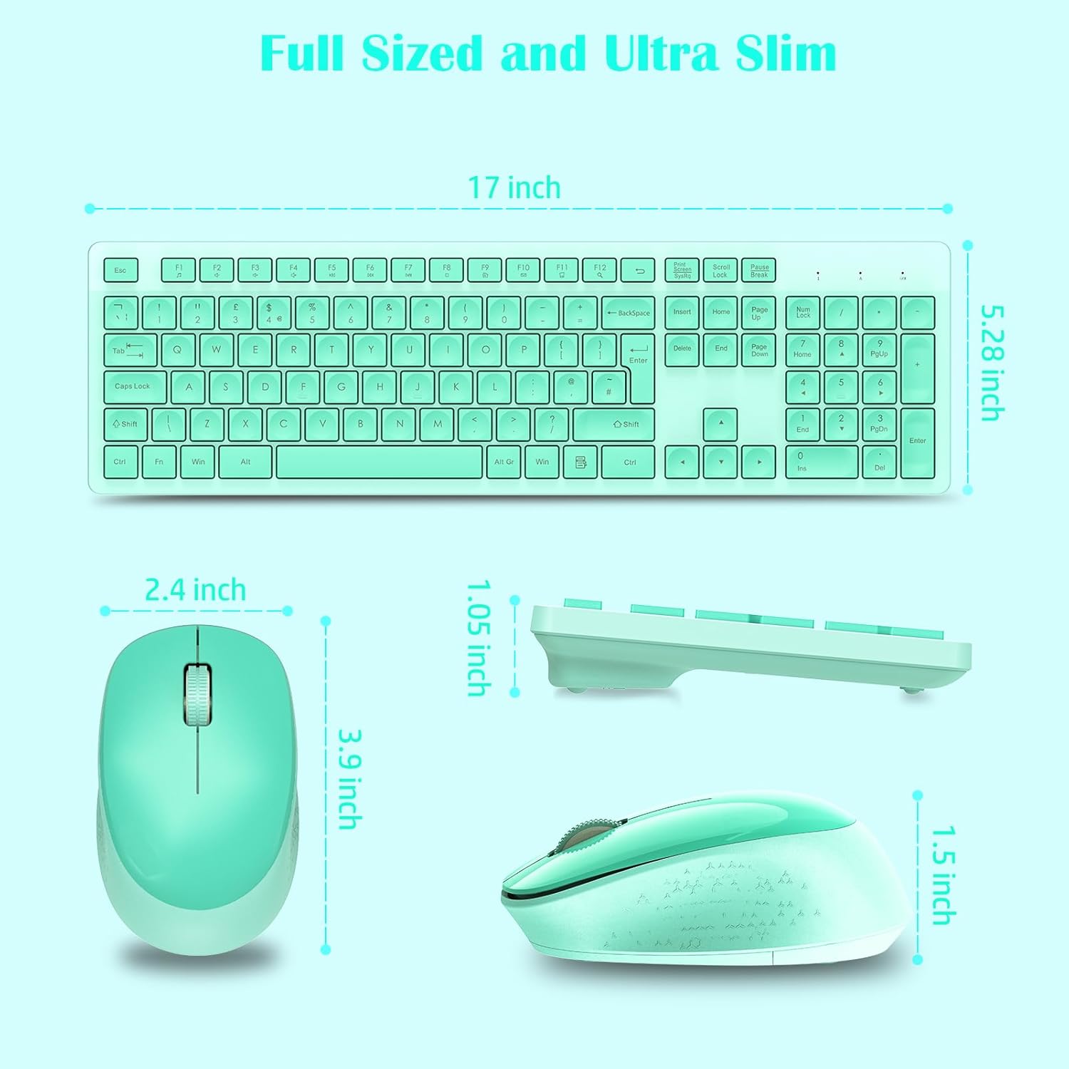 LeadsaiL Wireless Keyboard and Mouse Set, Full Size Ergonomi... - Image 7