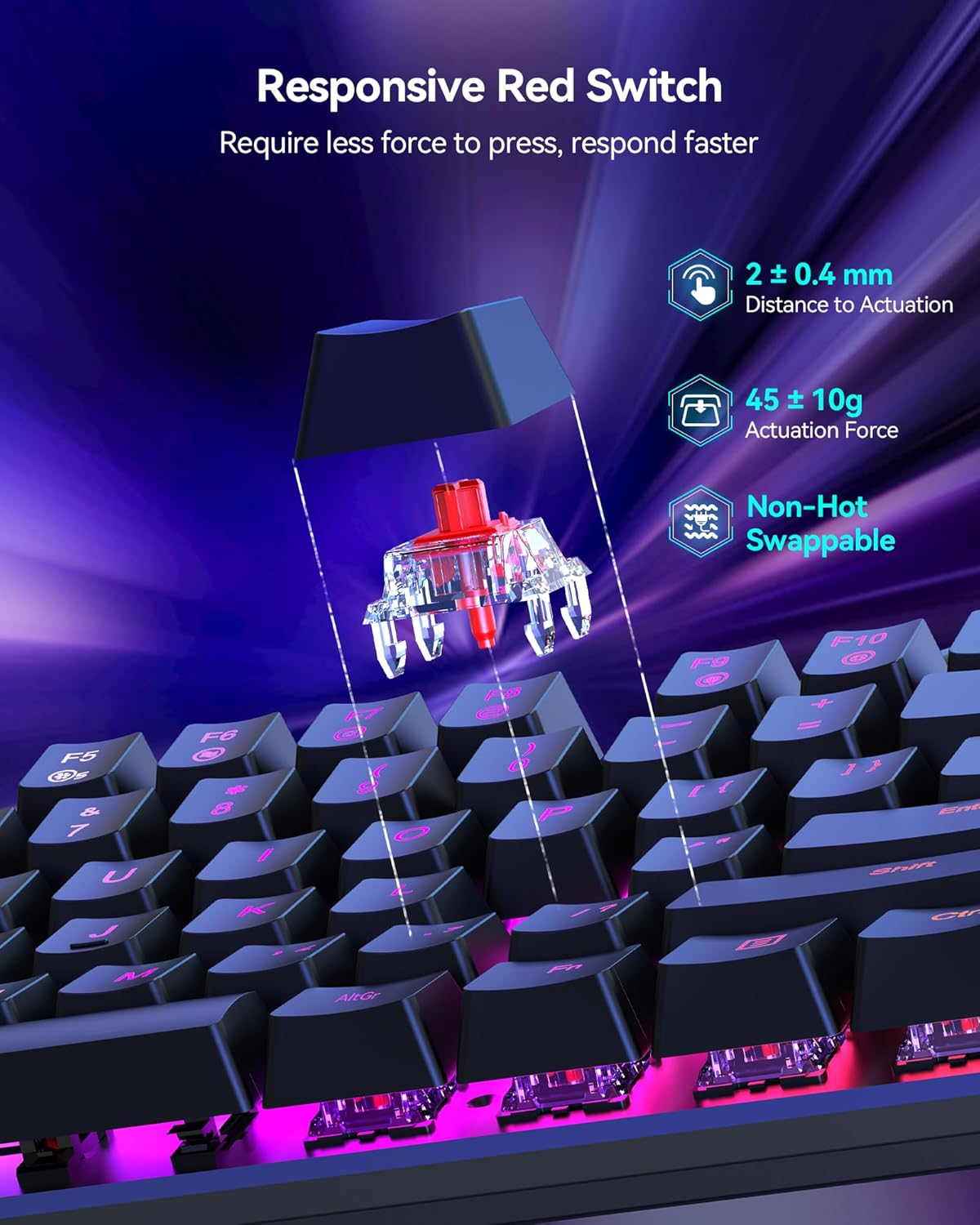 TECKNET Mechanical Gaming Keyboard - Red Switches Mechanical... - Image 4