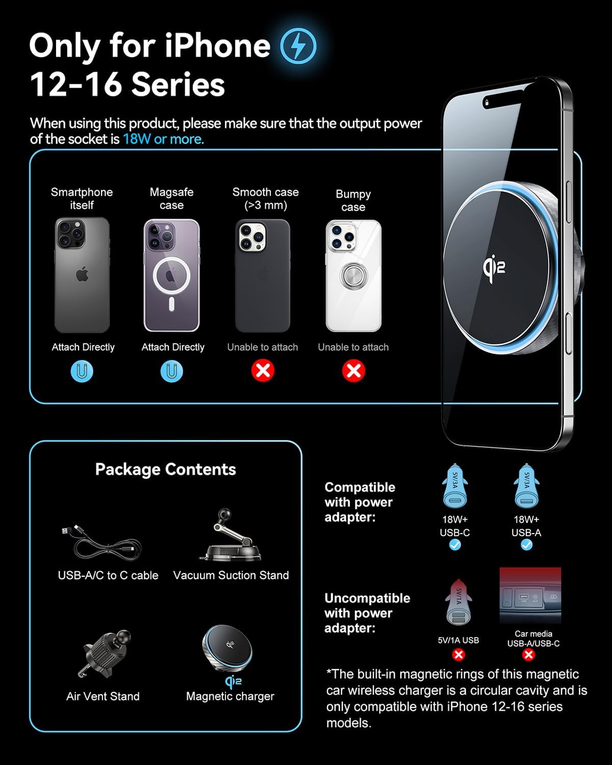 ALAFLY Qi2 Certified 15W for Magsafe Car Mount Charger, [78+... - Image 9