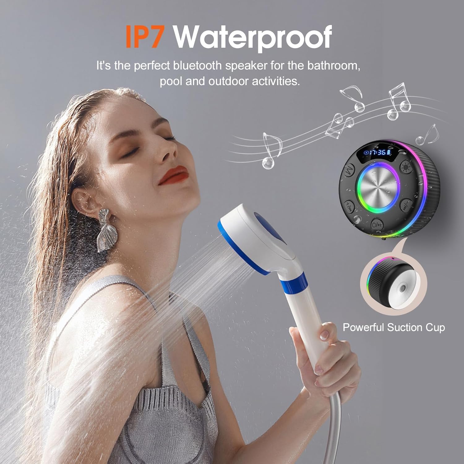 Bluetooth Shower Speaker, Portable Bluetooth Wireless with T... - Image 5