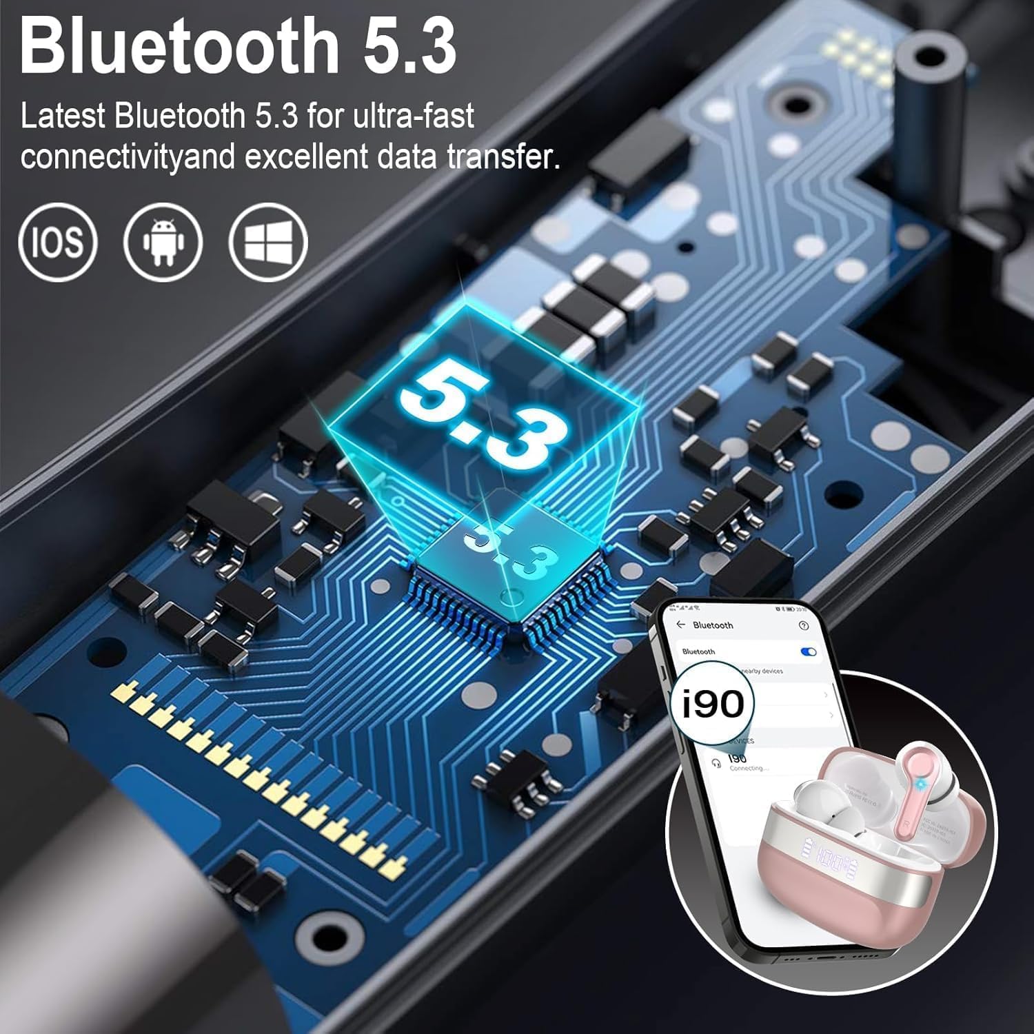 Wireless Earbuds, Bluetooth 5.3 Headphones HiFi Stereo with ... - Image 5